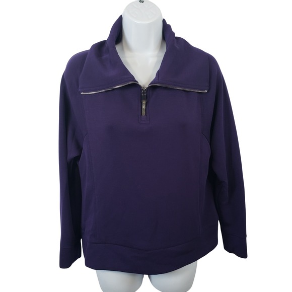 Chico's Tops - Chico's Purple Pullover Small  1/4 Zip Cowl Neck Long Sleeve Top Women's / A264